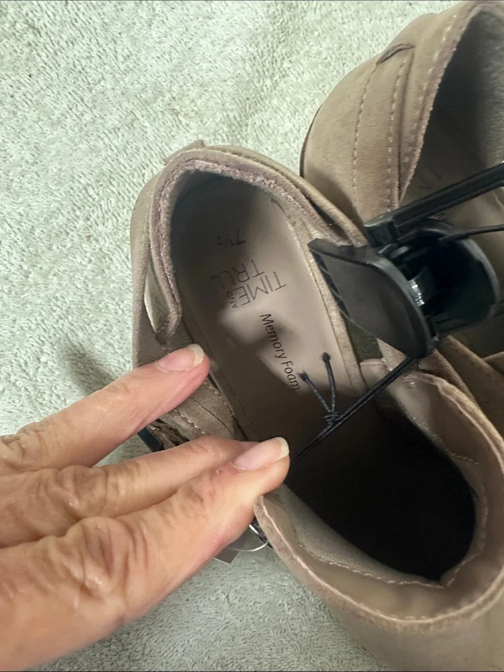 Time and Tru Taupe Suede like Ankle Booties with Side Buckle
